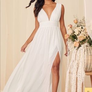 Lulus, heavenly hues dress in white, size small, new